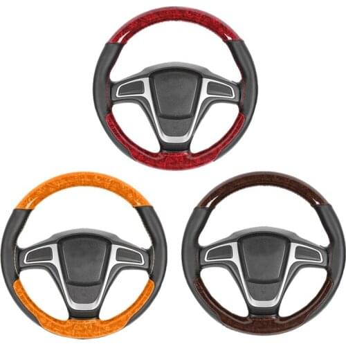 Anti Slip Breathable Handle Cover Leather Splicing Peach Wood Grain Sports Hand Sewn Car Steering Wheel Handle Cover Parts