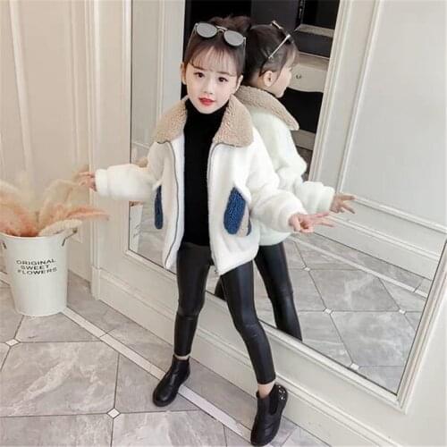 2020 New Autumn Winter Baby Girls Jacket Kids Warm wool short Fur collar Warm Jacke Children Girls Outerwear Clothes 3-13T