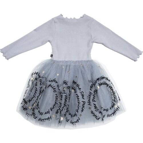 Bealaholly New Autumn and Winter Chinlrens Clothes Spot High-end Girls Star Gauze Dress Bitter Fleabane Princess Dresses