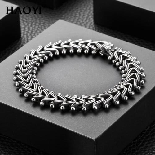 17mm New Retro Bracelet Arrow Pattern Geometry Bracelet Stainless Steel Dark Pioneer Punk Male Birthday Party Gift