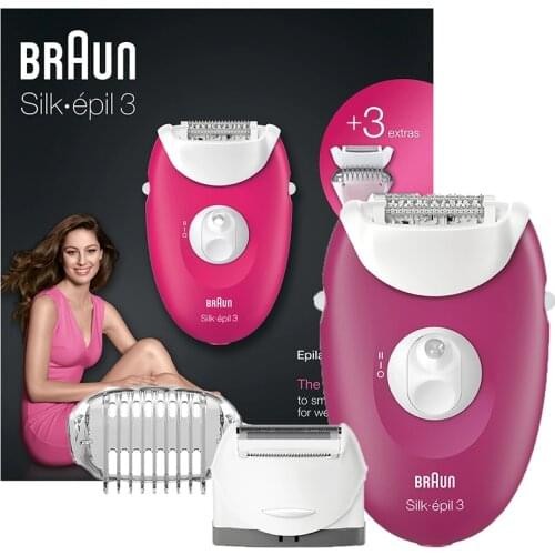 ORIGINAL Braun Silk-epil 3 Epilator 20 Tweezer system Body for Women Hair Removal Machine Bonus Bikini Trimmer 2 Speed Settings