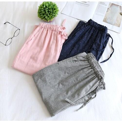 Fdfklak Couple Sleep Pants for Men And Women Spring Autumn Cotton Pajamas Pant Sleepwear Night Bottoms Lounge Pants Trousers