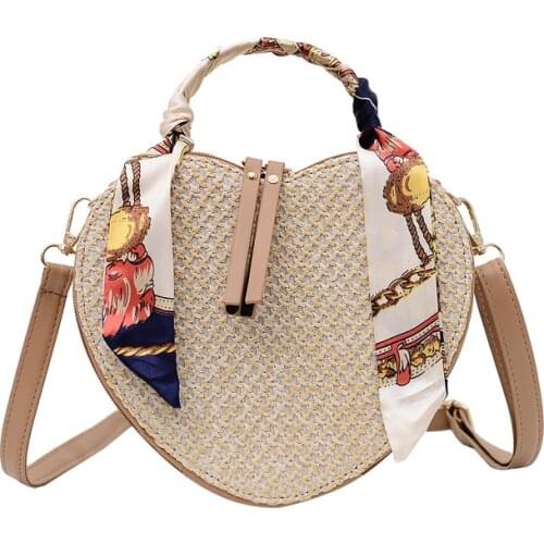 Weave Tote Bags for Women Heart Shaped Purses and Handbags Fashion Crossbody Bag Casual Shoulder Sweet Womens Wallet 2021 Summer