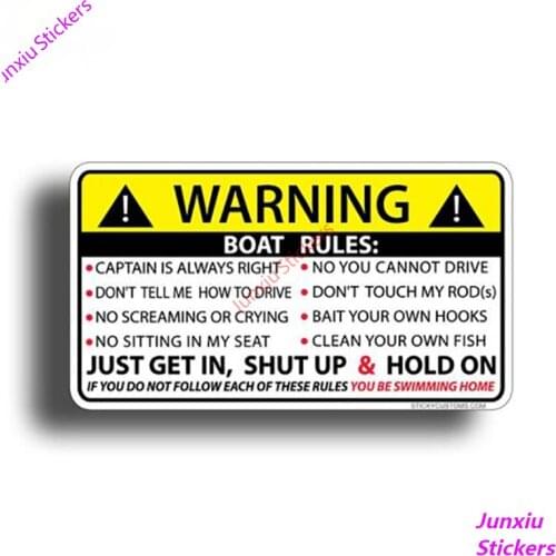 BOAT RULES Warning Car Sticker Funny Vinyl Waterproof Cover scratches Car Styling Bumper SUV Fine Decor Decal Graphic PVC13x7cm