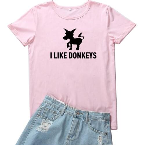 I Like Donkeys T-shirt Women Cute Cartoon Pattern Tshirt Women Casual Short Sleeves Women T Shirts Animal Silhouettes Women Tees