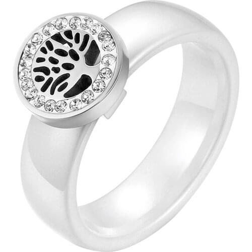 BONISKISS New Fashion Women Ceramic Stainless Steel Life Tree Rhinestone Luxury 6mm chram jewelry For Female Dropshipping