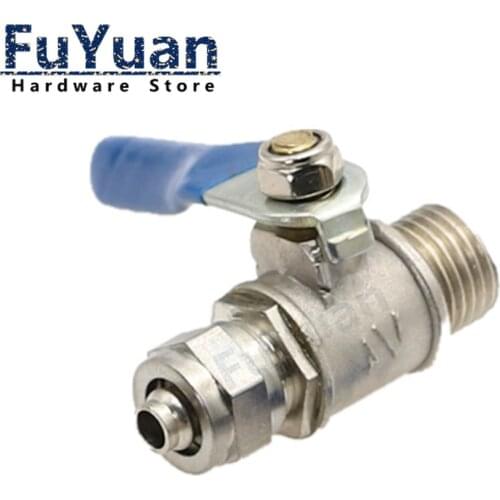 1pcs Ball Valve Copper Fittings 1/4" 3/8" 12" Male Thread to 6/8/10mm Tube Quick twist Connect RO Reverse Osmosis