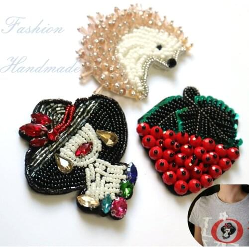 1pc lady embroidered beaded Patches for Clothing sew on rhinestonen animal parche Appliques Decoration Badge parche