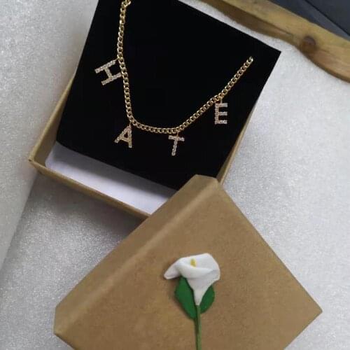 3UMeter 26 Letter Necklace Crystal Pendent Custom Chocker Name Necklace Gold Cool Christmas Day Gift For Daughters Ladies Women