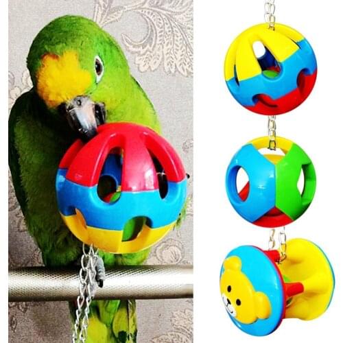 3Pcs Bird Colorful Balls with Bell Parrot Hanging Chewing Toy for Pet Budgie Parakeet Cockatiel Conure Lovebird Finch Macaw