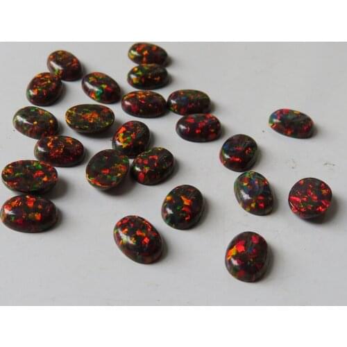 50pcs/ lot 6x8mm Synthetic Oval Cabochon Opal Stone Oval cut Opal for body piercing jewelry