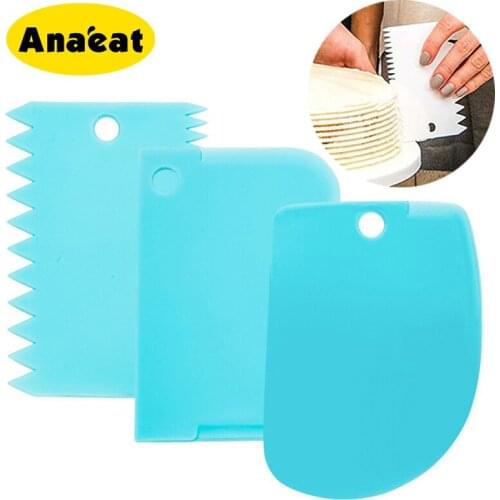 ANAEAT 3Pcs/set Dough Icing Cake Scraper Fondant Pastry Baking Tools Spatulas Cutters