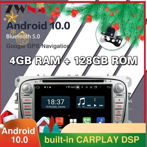 4G128G Android 10 GPS Car Radios 2 Din Car Multimedia player 7'' Audio DVD Player For Ford/Focus/S-Max/Mondeo 9/GalaxyC-Max