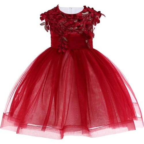 Fashion New Flower Girl Wedding Bridesmaid Dress for Kid Tulle Ball Gown Birthday Party Princess Dress for Girls Photo Shoot