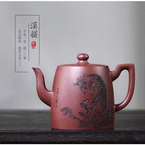 A 460cc large capacity teapot made of purple clay and Hanyun by Yixing famous artists