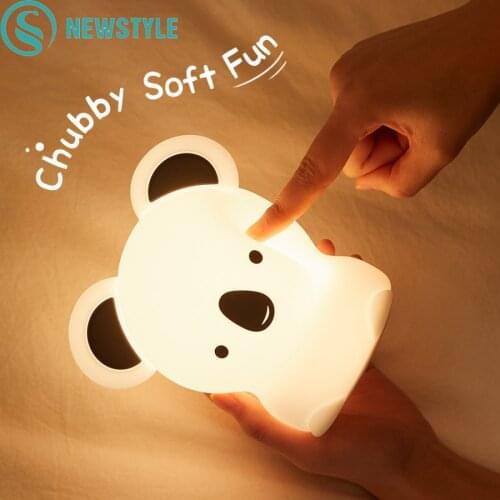 Colorful Koala LED Night Light Silicone Touch Sensor Remote RGB Dimming Bedside Desktop Lamp For Children Kids Baby Toy Gift