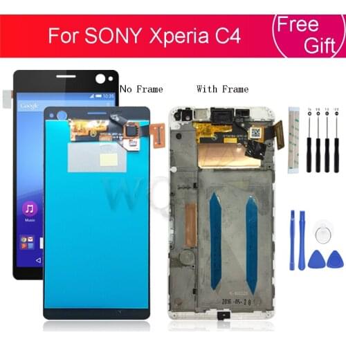 For SONY Xperia C4 LCD Touch Screen Digitizer assembly with frame C4 Screen E5303 E5306 E5353 replacement repair parts