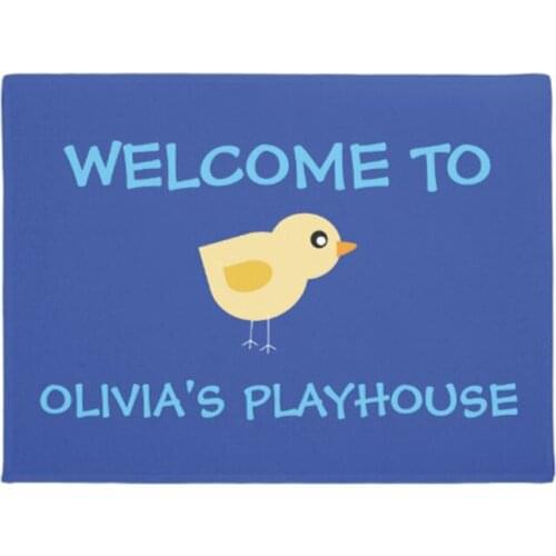 Welcome with bird and custom name Doormat Home Decoration Entry Non-slip Door Mat Rubber Washable Floor mat