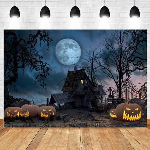 Halloween Background For Photography Pumpkin Lantern Branches Ruins Backdrop Vinyl Photo Studio Photophone Photocall Photozone