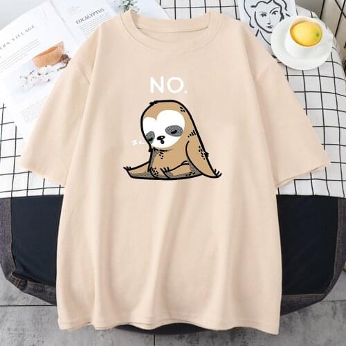 Sloth Sitting Asleep Print T Shirts Womens Aesthetic Harajuku T-Shirts Casual Oversized Tee Shirts Funny Soft Tshirt WomenS
