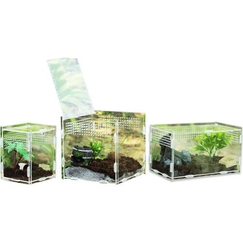 Terrarium Tank Transparent Reptile Breeding Box Acrylic Feeding Box 360 Degree High Magnetic Pet Climbing Insect Breeding Box