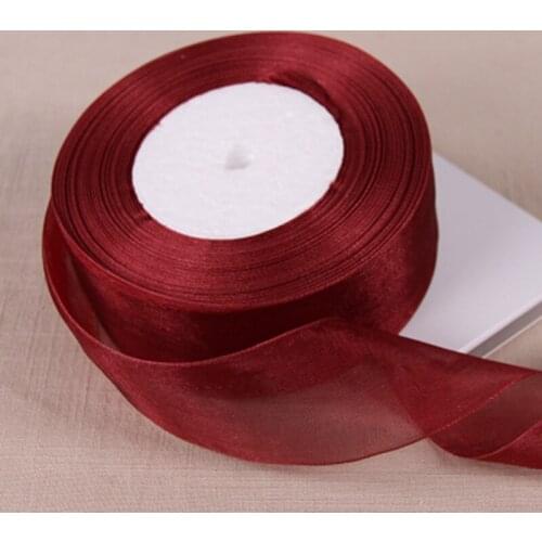 10 yards/lot) 2'' (50mm) organza ribbons wholesale gift wrapping decoration Christmas ribbons Wine 1048