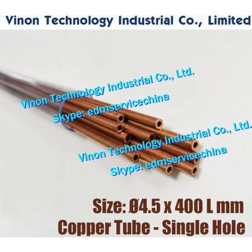 30PCS/LOT) 4.5x400LMM Copper Tube Single Hole, Copper EDM Tubing Electrode Tube diameter 4.5mm Length 400mm