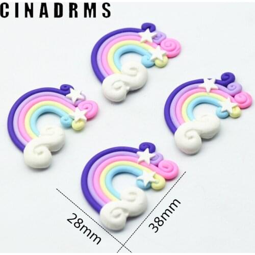 10PCS 28mmX38mm Tiny Baked Polymer Clay Rainbow|Party Decoration Crafts|D.I.Y Miniatures,Play House Supplies