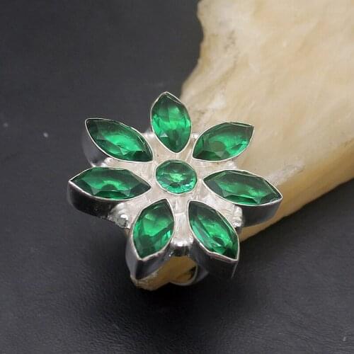 Hermosa Trendy Multi Shiny GreenTopaz Fashion Band Ring Size 7.5 A888