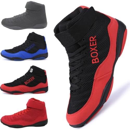 Men Professional Boxing Shoes Wrestling Fighting Weightlift Shoes Breathable Non-Slip Training Fighting Boots Athletic Sneakers