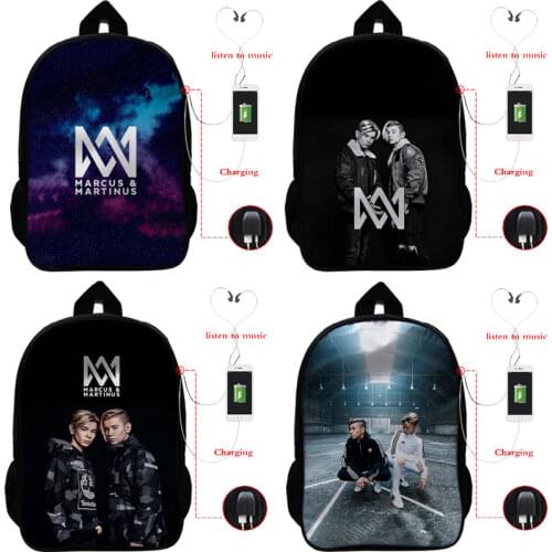 Marcus & Martinus 3D USB Charging Backpack Men Travel Bag 16 Inch Backpack Outdoor School Bags For Teenagers Daily Rucksack