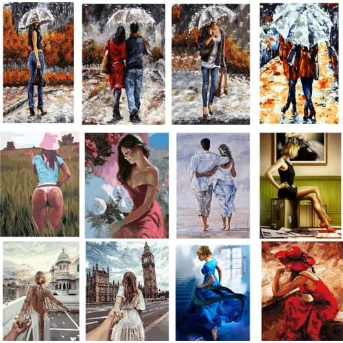 DIY Paints By Numbers Woman and Couple 50x40cm Art Pictures Set Coloring Decorative Canvas Wall Artcraft Oil Painting By Number