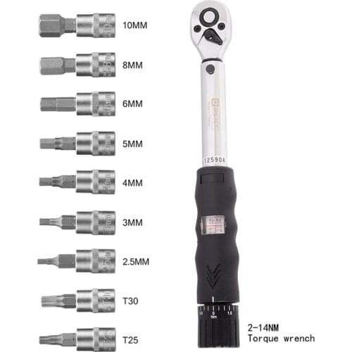 1/4" DR 2-24NM Adjustable Torque Wrench Bicycle Repair Tools Kit Set Tool Bike Repair Spanner Preset Torque Wrench Bike Tools