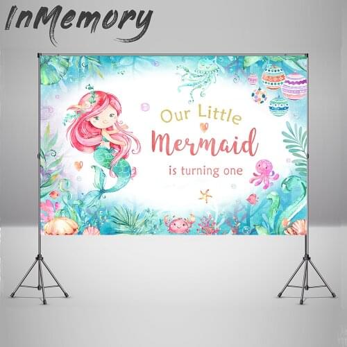 Our Little Princess Is Turning One Coral Shell Photo Backdrop Undersea Mermaid Backdrops For Photography Photo Studio Photocall