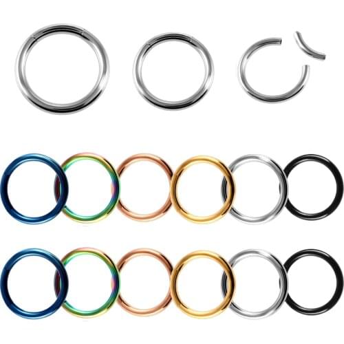 16G 1Pc Stainless Steel Segment Hinged Nose Ring Nostril Piercing Septum Clicker Ear Cartilage Tragus Piercing Body Jewelry