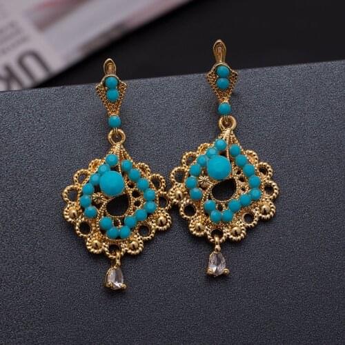 Wando Gold Color Earrings For Women Girl Ethiopia Wedding jewelry Flower earrings Wedding Bride Flowers earrings