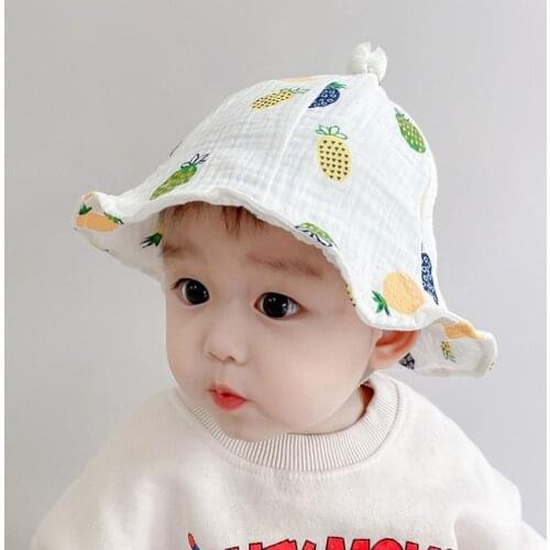 Sun Hat Cartoon Fruit Print Sun Protection Skin Friendly Baby Unisex Fisherman Caps Christmas Gift Infant Breathable Bucket Hats