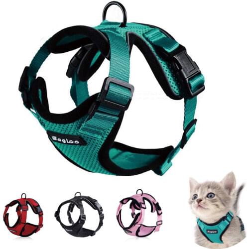 Cat Harness and Leash Set for Escape Proof Cat Vest Harness With Reflective Strips Adjustable Soft Mesh Vest for Kitten Puppy