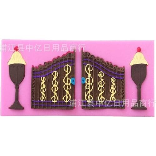 Fence Door Lights 3D Shape Silicone Mold Fondant Cake Molds Chocolate Candy Biscuits Moulds DIY Wedding Decoration Baking Tools