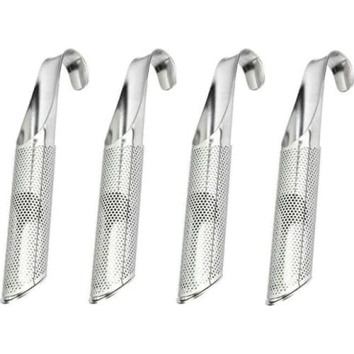 4 Pack Tea Infuser Stainless Steel Tea Strainer Filter Pipe Stick Steeper With Hook Reusable Premium Fine Mesh For Loose Leaf He