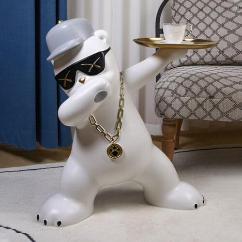 Modern Nordic Home Decorate Ornaments Hip Hop Bear Pallets Statue Living RoomSculpture Large Landing Animal Figurines Decor Gift