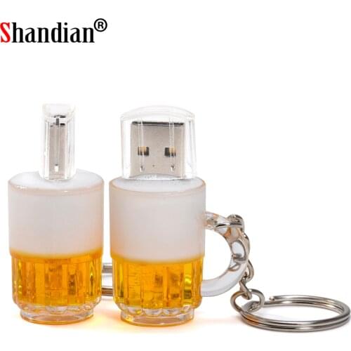Special Beer Cup Model USB flash drive Beer Mug Pen Drive 8gb 16gb 32 gb 64gb Memory Stick Pendrive Free Key Chain Thumb Drive