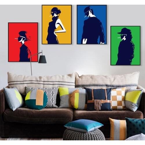 Style De Bande DessinéE Moderne Art Abstrait Toile Peinture Homme Noir Femme Art Affiche Mur DéCoration De La Maison Peinture