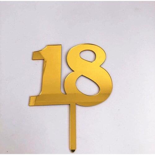 Gold 18th Happy Birthday Cake Topper Number 18 Acrylic Cupcake Topper For Anniversary Boys Girls Birthday Party Cake Decorations