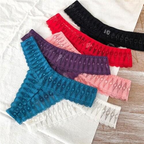 Sexy Panties Women Lace Low Waist Briefs Female Breathable Underwear Black Transparent G String T-back Thong Lingerie For Ladies