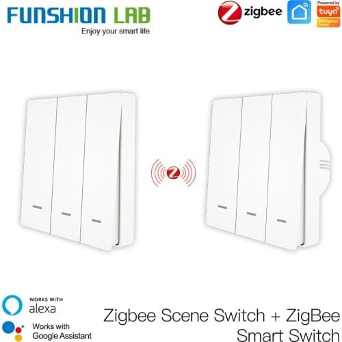 Tuya ZigBee Light Switch with Transmitter Kit No Neutral Wire No Capacitor Required works with Alexa Google Home Smart Life