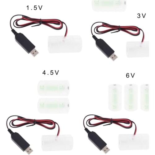 Universal AM2 LR14 C Battery Eliminator 2m USB Powered Cable Replace 1 to 4pcs 1.5V C Size Battery for Lamp Toy and more