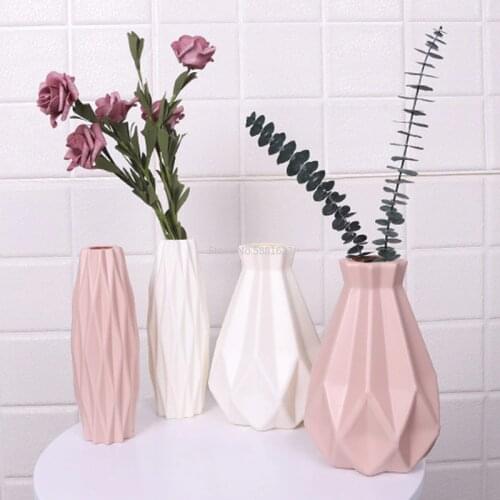 Origami Vases Imitation Ceramic Flower Vase Basket Tabletop Plants Home Decoration Bonsai Decor Flower Arrangement Container