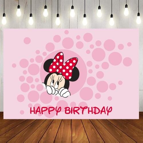 Cartoon Vinyl Disney Mickey Mouse Party Backdrops Minnie Mouse Background Wall Cloth Baby Shower Kids Birthday Party Decoration