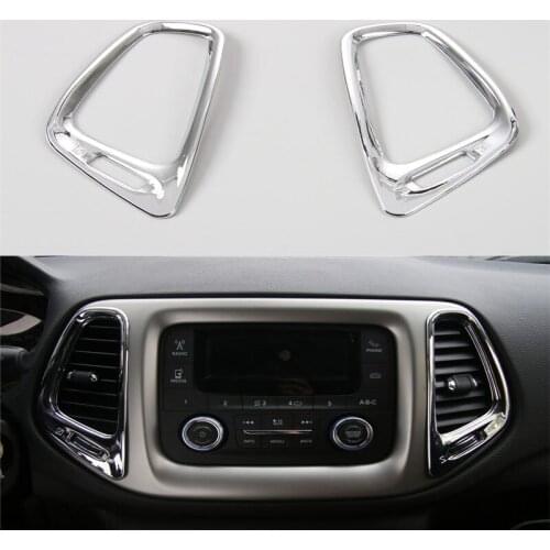 YAQUICKA 2Pcs/set Interior Car ABS Front GPS Navigation Guide Sticker Decoration Frame Cover Trim Styling For Compass 2017